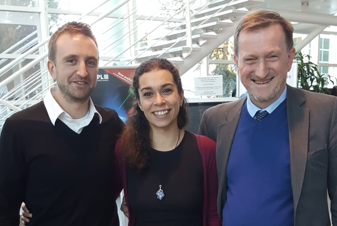 Eleni Michalopoulou (centre) with project partner Tim Arnold (left) and Prof. Mike Czerniak (right).
