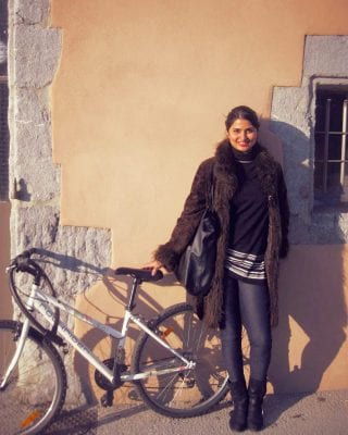 Seerat Kaur with her bicycle