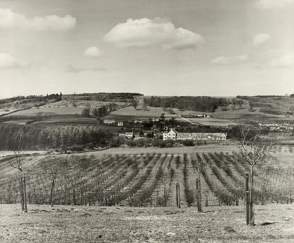 General view of laboratories and section of the fruit plantations, also shows the Long Ashton area.